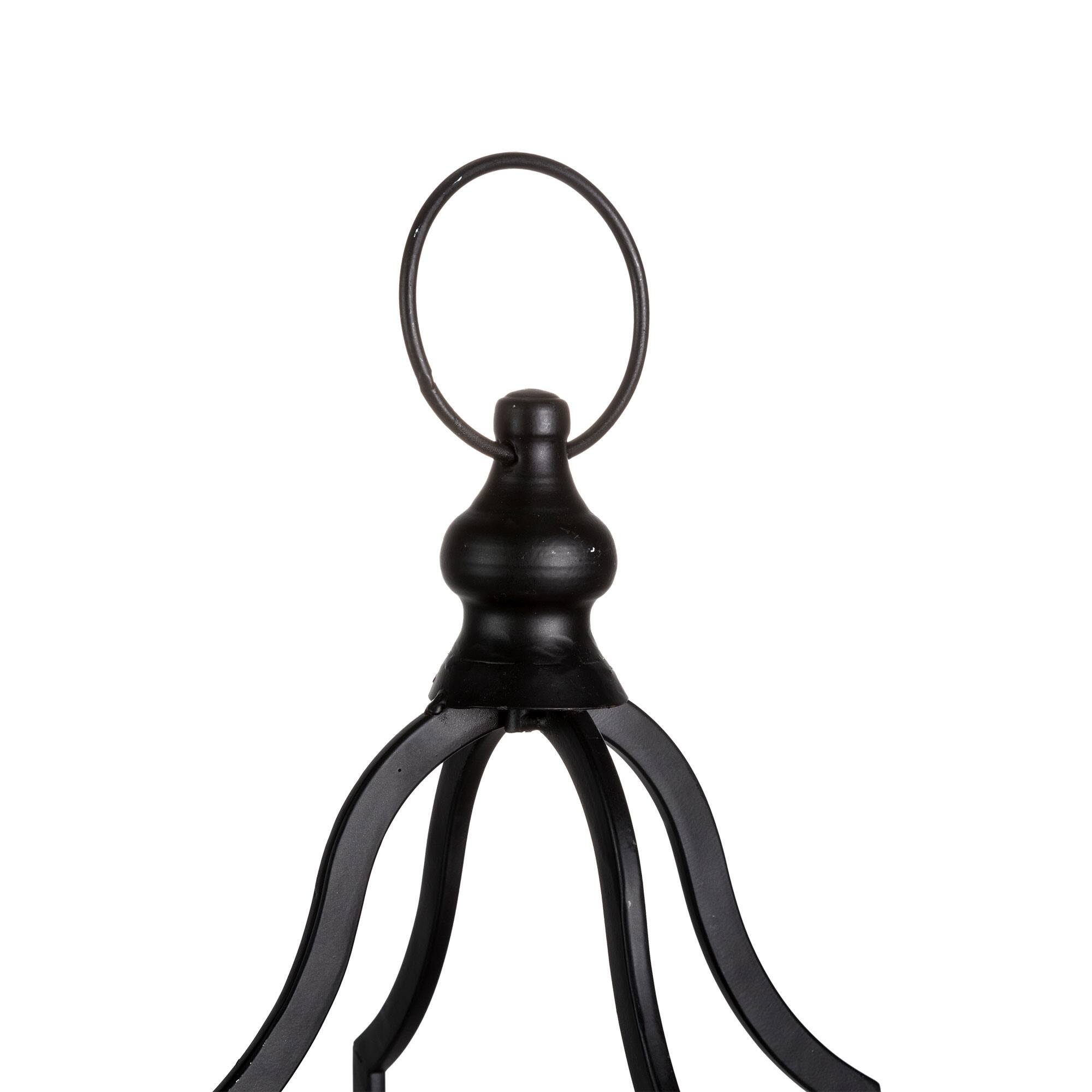 22" Modern Farmhouse Black Metal Candle Lantern